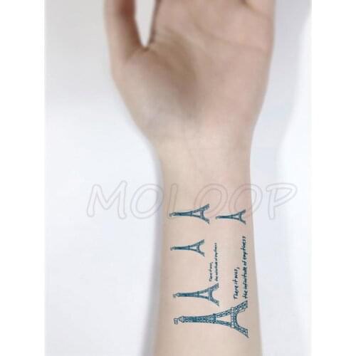 Waterproof Temporary Tattoo Stickers Eiffel Tower Tattoo Small Size Tatto Flash Sticker Tatoo Fake Tattoos for Man Girl Women