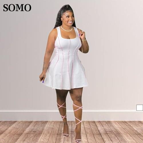 Plus Size Women Oversized Sexy Strapless Sleeveless Mid Waist Elegant Straight Streetwear White Dresses Wholesale Dropshipping