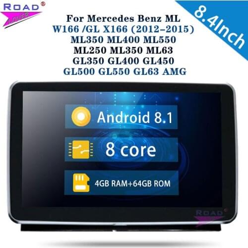 1 Din 8.4'' Android 8.1 Autoradio For Mercedes Benz ML W166 GL X166 2012-2015 Stereo Car Radio With Bluetooth Auto Navi Wifi