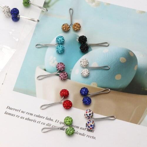12Pcs Muslim Hijab Scarf Safety Pin Clips Rhinestone Ball Brooch Fashion Jewelry