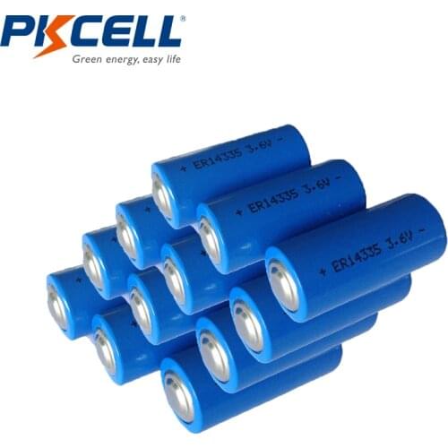 12pcs PKCELL ER14335 3.6V 2/3AA liSOCL2 Lithium battery 14335 batteries 1650mah primary battery replace for TADIRAN TL-4955