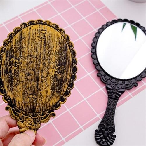12pcs Vintage Carved Handheld Vanity Mirror Makeup Mirror Hand Mirror Handle Makeup Vanity Cosmetic Compact Mirror Wholesale