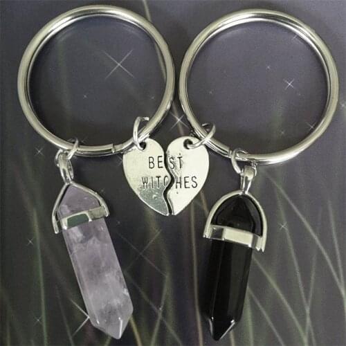2pcs/set Best Friend Keychain, Witch Keychain, Crystal Keychain, Alloy Love Keychain, Fashion Keychain, Gifts for Good Friends