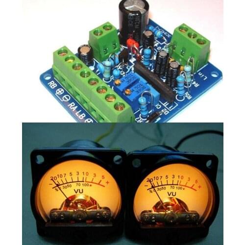2pcs Panel VU Meter Warm Back Light Audio Level Amp + One driver board