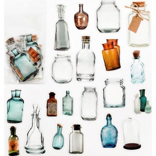 20 pcs/Pack Big Size Glass Bottles Decorative Stickers Handbook Planner Decoration