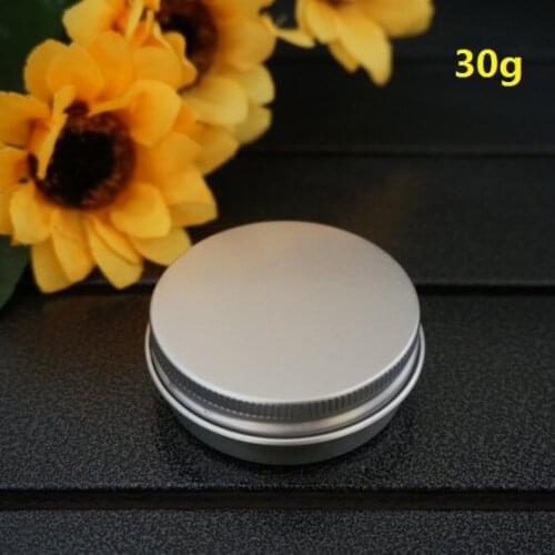 30g 52*22mm Empty Portable Round Aluminum Box Metal Tin Cans 30ml Cosmetic Cream Container DIY Silver Refillable Jar Tea Pot