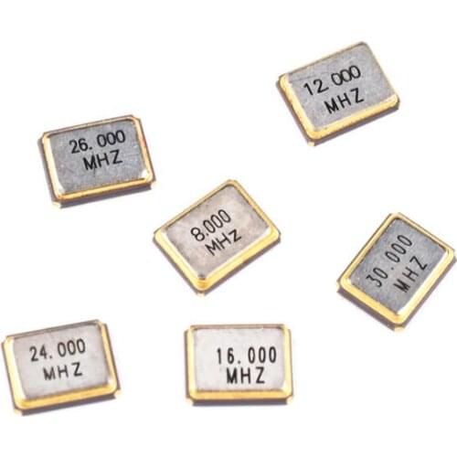 50 Pcs) 3225 Passive crystal oscillator SMD series kits 3.2*2.5mm 12MHZ 16MHZ 20MHZ 24MHZ 25MHZ 26MHZ 27MHZ 30MHZ 32MHZ 40MHZ