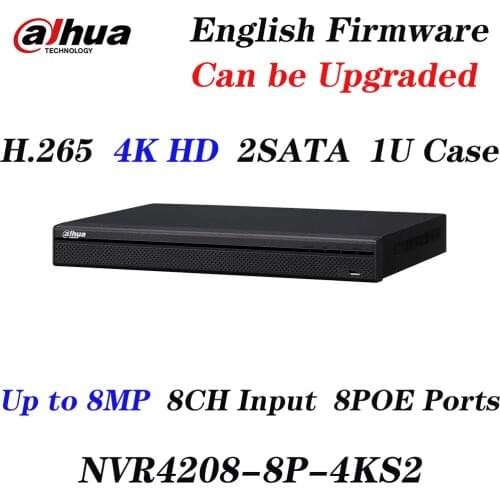 Free shipping Dahua Original NVR4208-8P-4KS2 NVR4216-16P-4KS2 NVR4232-16P-4KS2 1U 4K and H.265 Lite network video recorder