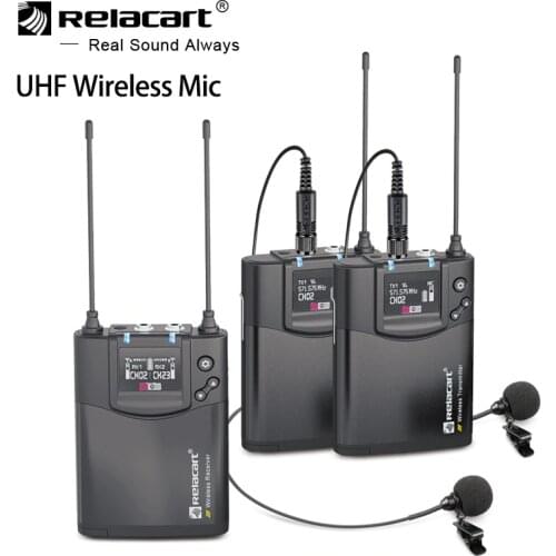 Relacart CR1 CR2 UHF Wireless Microphone System Transmitter Receiver Kit Video interview mic for DSLR Phones VS BOYA WM8