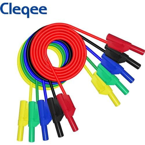 Cleqee P1050 1M 4mm Banana to Banana Plug Soft RV Test Cable Lead for Multimeter 5 Colours