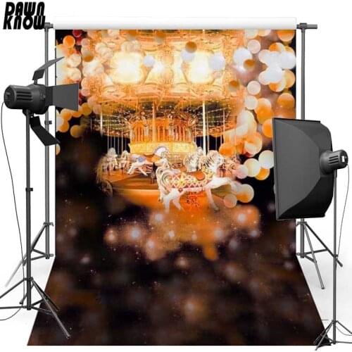 DAWNKNOW Carousel Vinyl Photography Background For Wedding Shimmer Polyester Backdrop For Children photo studio Props S1856
