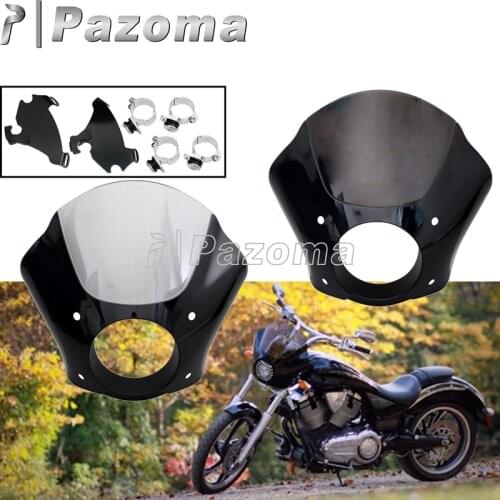 Smoke/Clear Windshield Gauntlet Headlight Fairing Quarter Headlamp Mask Cowl For Harley Dyna Sportster XL FXD 35-41mm Lock Mount