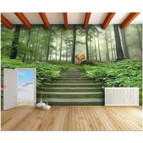 Custom photo mural 3d wallpaper Forest ladder fawn landscape background Home improvement living room wallpaper for walls 3 d