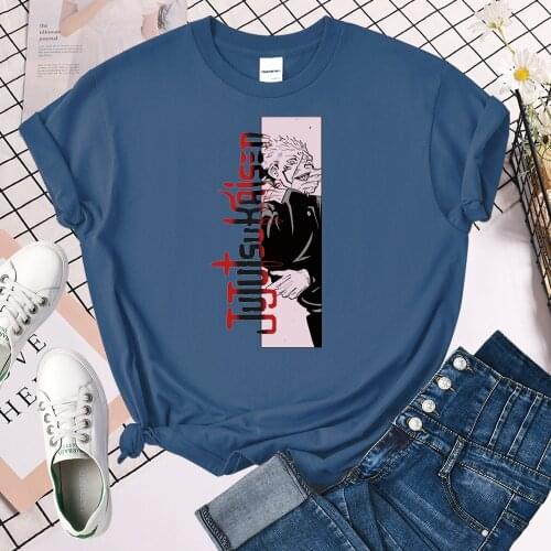 Jujutsu Kaisen Anime Print Woman T Shirts Summer Oversized O-neck Tee Shirts Hip Hop Loose Streetwear Lovely Womens T Shirts