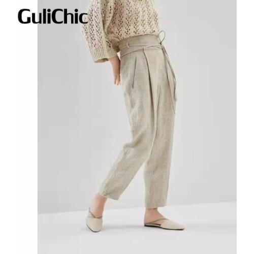 Женские льняные брюки GuliChic China At AliExpress