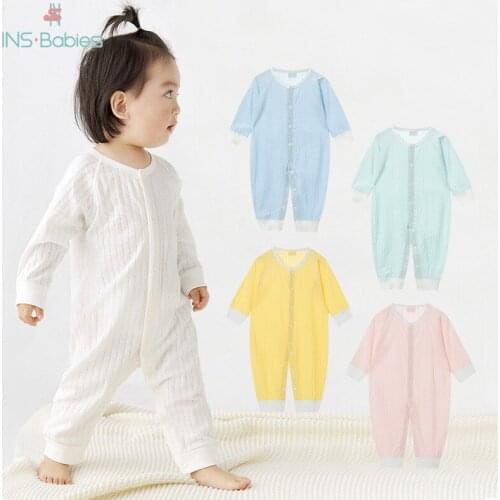 Newborn Cotton Baby Clothing For Girls 2021 Summer Boys Rompers 0-24m Thin Jumpsuits Long Sleeve Kids Clothes Breathable Outfits