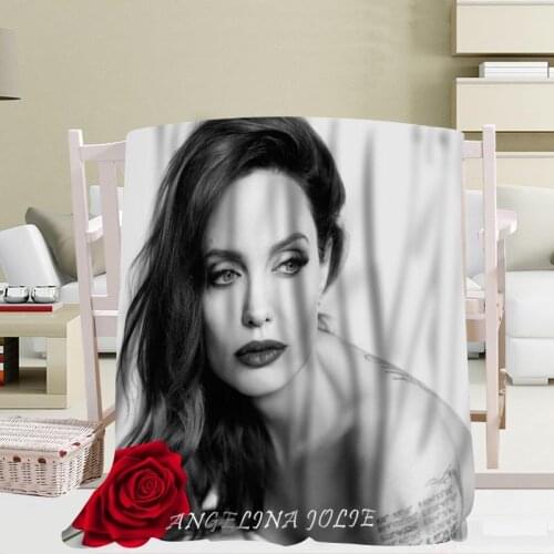 Custom Angelina Jolie Travel Blanket Home TV Casual Relax for Family Soft Fluffy Warm Blanket