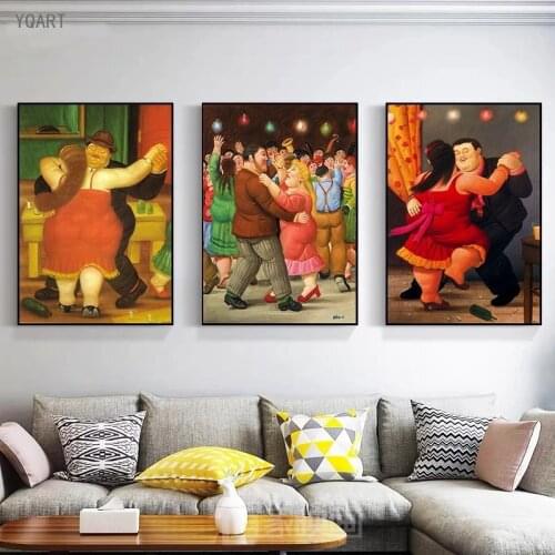 Fernando Botero Dacing Party Canvas Paintings Famous Wall Art Posters And Prints Abstract Artworkfor Home Room Cuadros Pictures