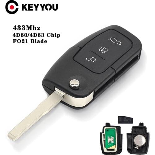KEYYOU 433MHz Car Remote Control Key For Ford Fusion Focus Mondeo Galaxy Fiesta HU101 Blade Vehicle 4D60 4D63 Chip Flip Key