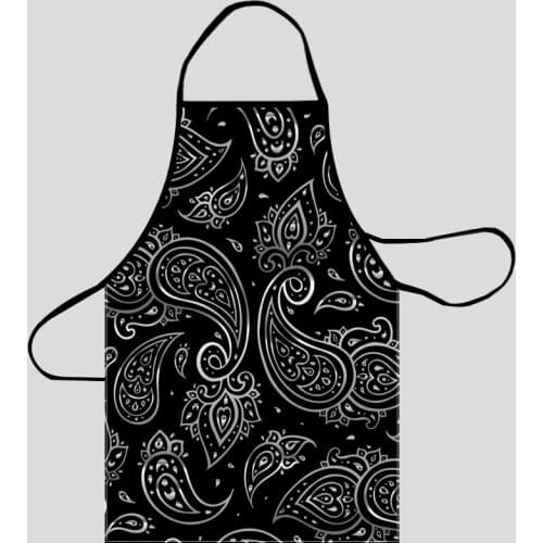 Paisley Pattern Kitchen Aprons For Women Oxford Fabric Cleaning Pinafore Home Cooking Accessories Apron