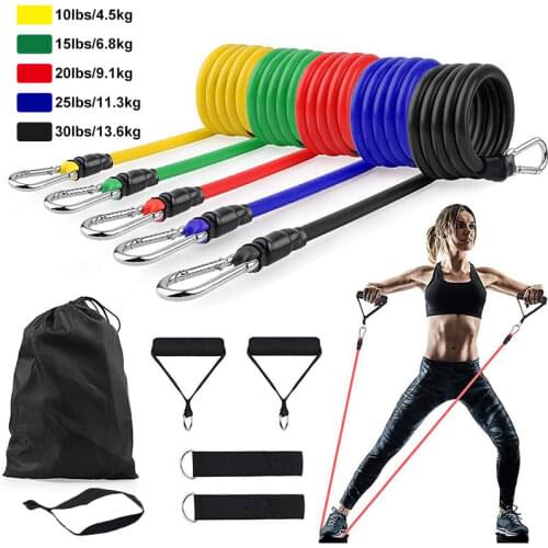 11Pcs/Set Latex Elastic Resistance Bands Crossfit Training Exercise Fitness Rubber Pilates Expander Bandas Fitness Gym Equipment