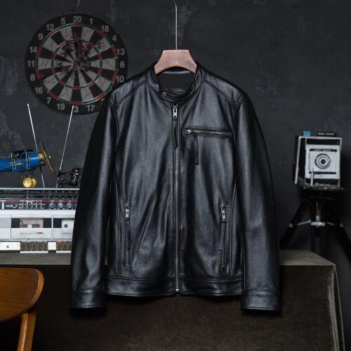 Genuine Leather Jacket Men Leather Coat 100% Cowhide Leather Jackets Man Skin Clothing Asian Size S-6XL Wholesale Drop Shipping