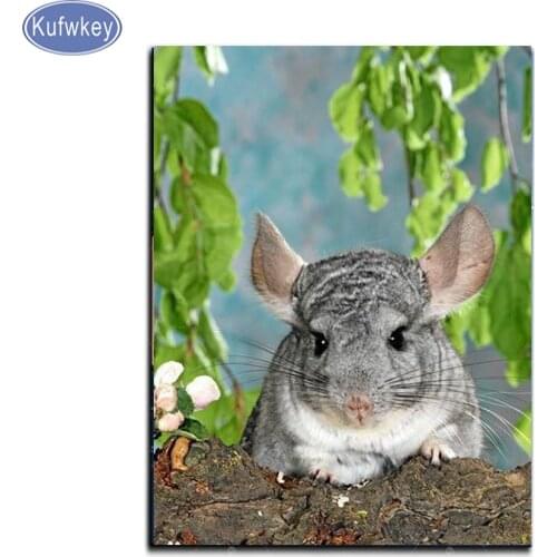 Mouse diamond embroidery Chinchilla lanigera Molina Diamond Painting Full round square rhinestones painting Mosaic pet animals