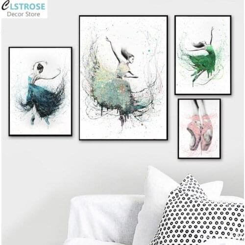 Girl Ballet Dance Wall Art Canvas Painting Nordic Abstract Dance Shoes Posters and Prints Minimalist Picture Home Decor Bedroom