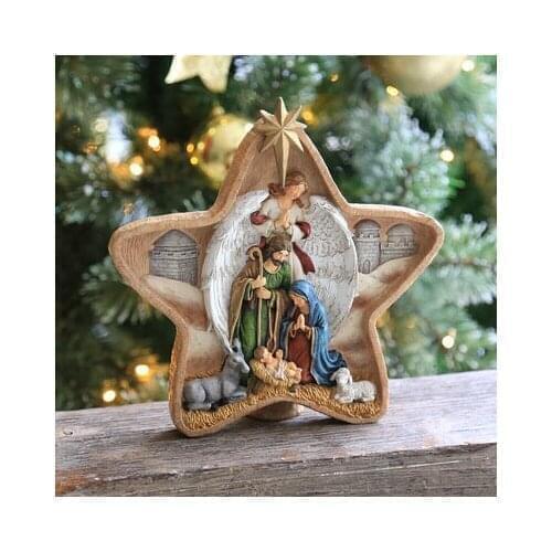 Desktop decoration five-pointed star manger, Christian birth of Jesus, scene layout decoration, gift home living room