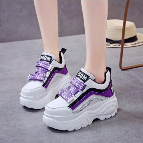 2021 New Black Dad Chunky Sneakers Casual Vulcanized Shoes Woman High Platform Sneakers Lace Up White Sneakers Women