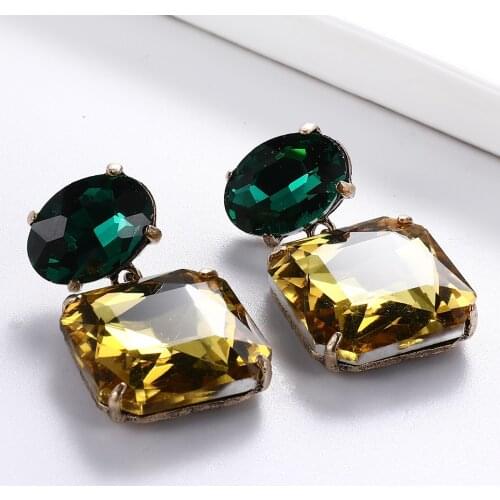 New Simple Red Square Big Chunky Pendant Drop Earrings for Women Girls Jewelry