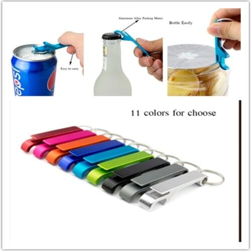 Beer Bottle Opener Keychain 4 in 1 Pocket Aluminum Beer Bottle Opener can Personalized Logo 11 Colors Wedding Favor Gifts