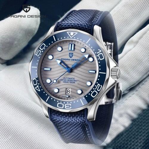 PAGANI DESIGN Blue Mens Watches Japan NH35A Movement Automatic Calendar Sapphire 100M Waterproof Mechanical Watch Reloj Hombre