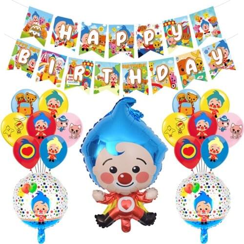 5pcs/set Cartoon Plim Plip Clown Foil Balloons Blue Red Clown Birthday Party Decoration Supplie Baby Shower Air Globos Kids Toys