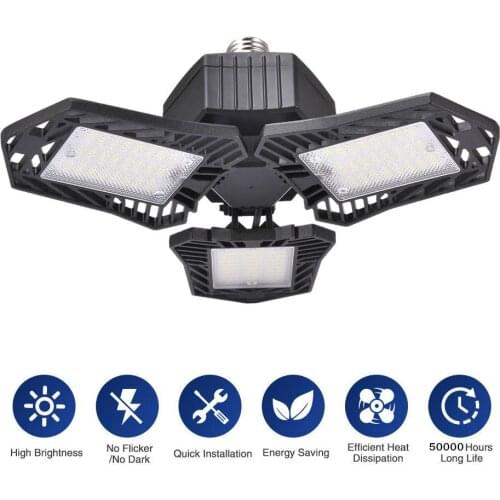 2pcs 100w LED Garage Light E27 Deformation Ceiling Light E26 Adjustable Angle Industrial Lamp For Workshop Warehouse 85-265v