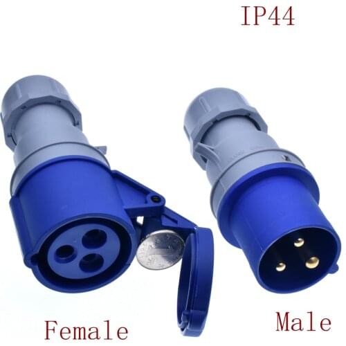 Industrial Plug Connector 16A-6H 250V waterproof dustproof IP44 2P+PE Industrial Socket 3P Female/Male socket