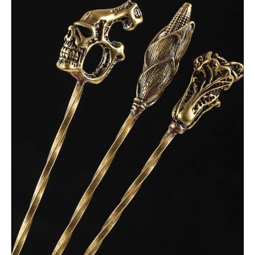 Retro Pure Copper Engraving Cigar Drill Portable Dredge Needle Carved Spiral Cigar Needle Cigar Accessories