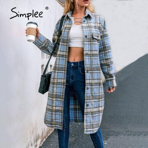 SIMPLEE Women's Plaid Coats