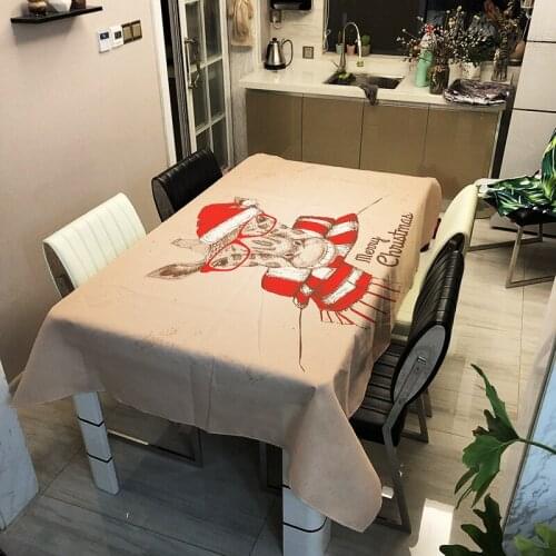 Cute Glasses Dog Tablecloth Oilproof Waterproof Rectangular Table Cloth Warm Home Hotel Tablecloth for Party Dinning Banquet