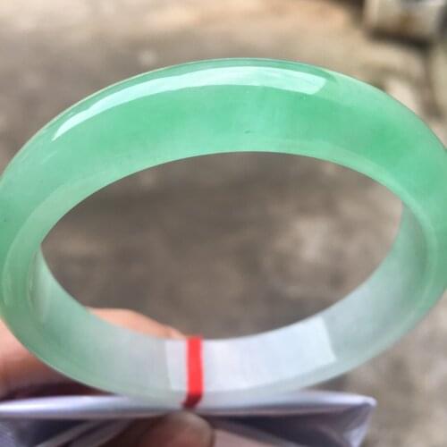 Only One!57.7MM Certified (Grade A)100% Natural Green Jadeite JADE Bracelet Women Bangle