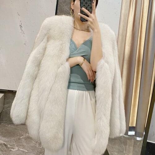 Women Real Fox Fur Coat Genuine Sheepskin Natural Whole Skin Fox Fur Jackets Woman Winter Overcoats Luxury Fur Coats