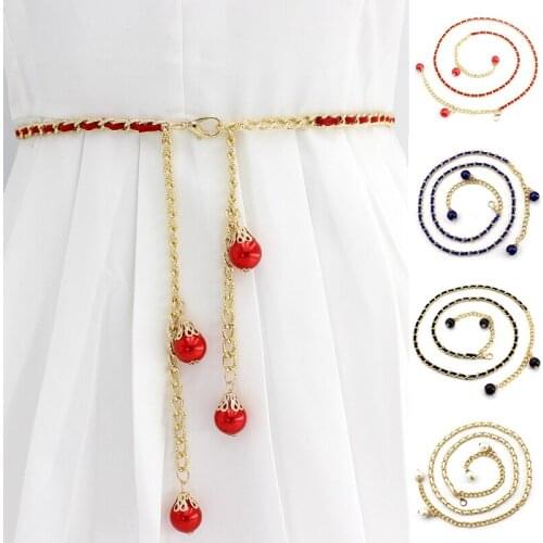 1Pcs 120cm Women Fashion Belt Elegent Waist Narrow Alloy Cummerbund Chain Trendy Vintage Hollow Waistband Chain Solid Color Belt