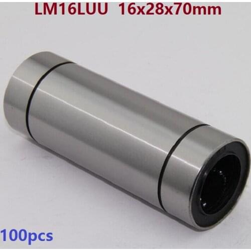 100pcs/lot LM16LUU Longer linear motion bearings bushing linear ball bushing for 3d printer parts cnc router guide 16x28x70mm