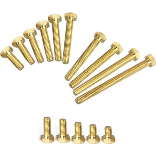 100pcs M6 Copper Hexagon Screws Hexagon Bolts Brass Screws M6*8/10/12/16/20/25/30/35/40/50mm Fasteners for building decoration