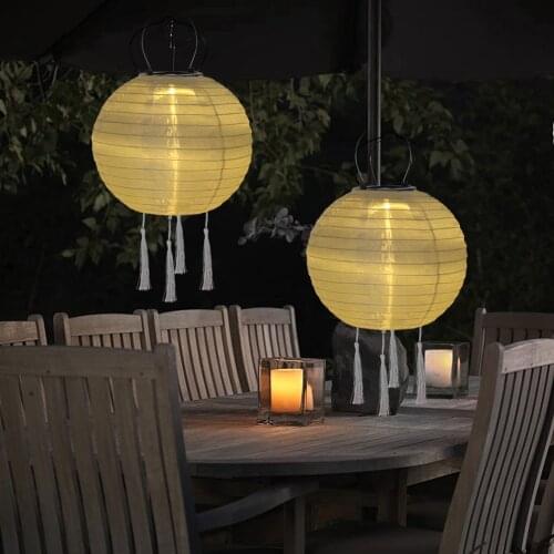 12inch LED Solar Lanterns Solid Color Festival Light Waterproof Hanging Global Lamp Chandelier with Tassel Landscape Lighting
