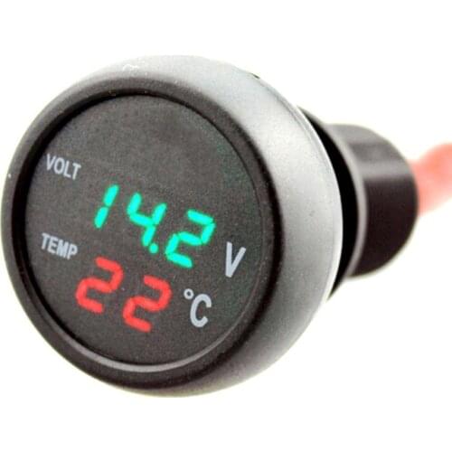 12V/24V Digital Meter Monitor 3 in 1 LED USB Car Charger Voltmeter Thermometer Car Battery Monitor LCD Digital Dual Display