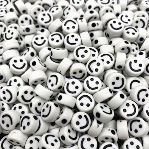 20pcs 10mm Smiley face Acrylic Clay Shape Spacer Beads For DIY Handmade Jewelry Craft Accessories#03