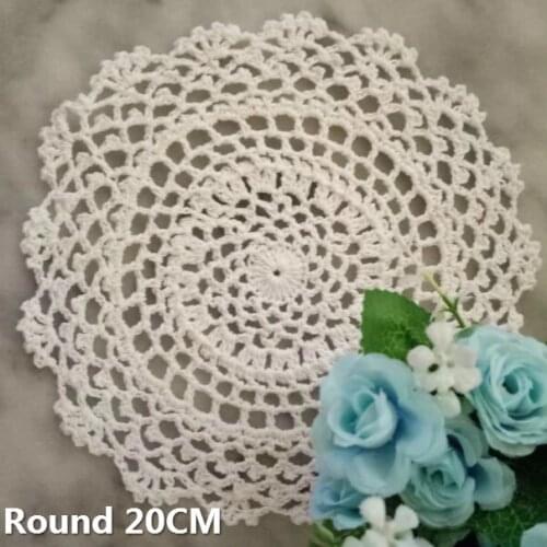 20CM Round Vintage Crochet Flowers Coaster Table Place Mat Table Cotton Lace Cloth Mat Coffee Mug Pad Home Kitchen Decor