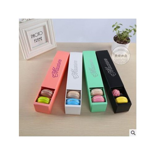 2018 New Arrival Dessert Macaron Box Kraft Paper Gift Cookies Cake Packaging Box Rectangle Biscuits Pastry Box Storage Container
