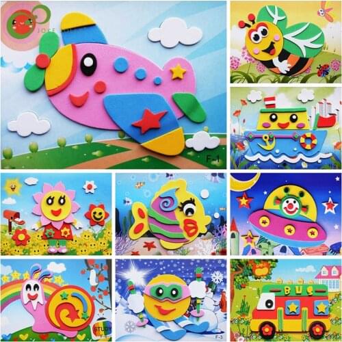 5/10sheets DIY Cartoon 3D EVA Form Sticker Puzzle Kids Handmade Material Package Kindergarten Mulit-patterns Education Toys DDJ